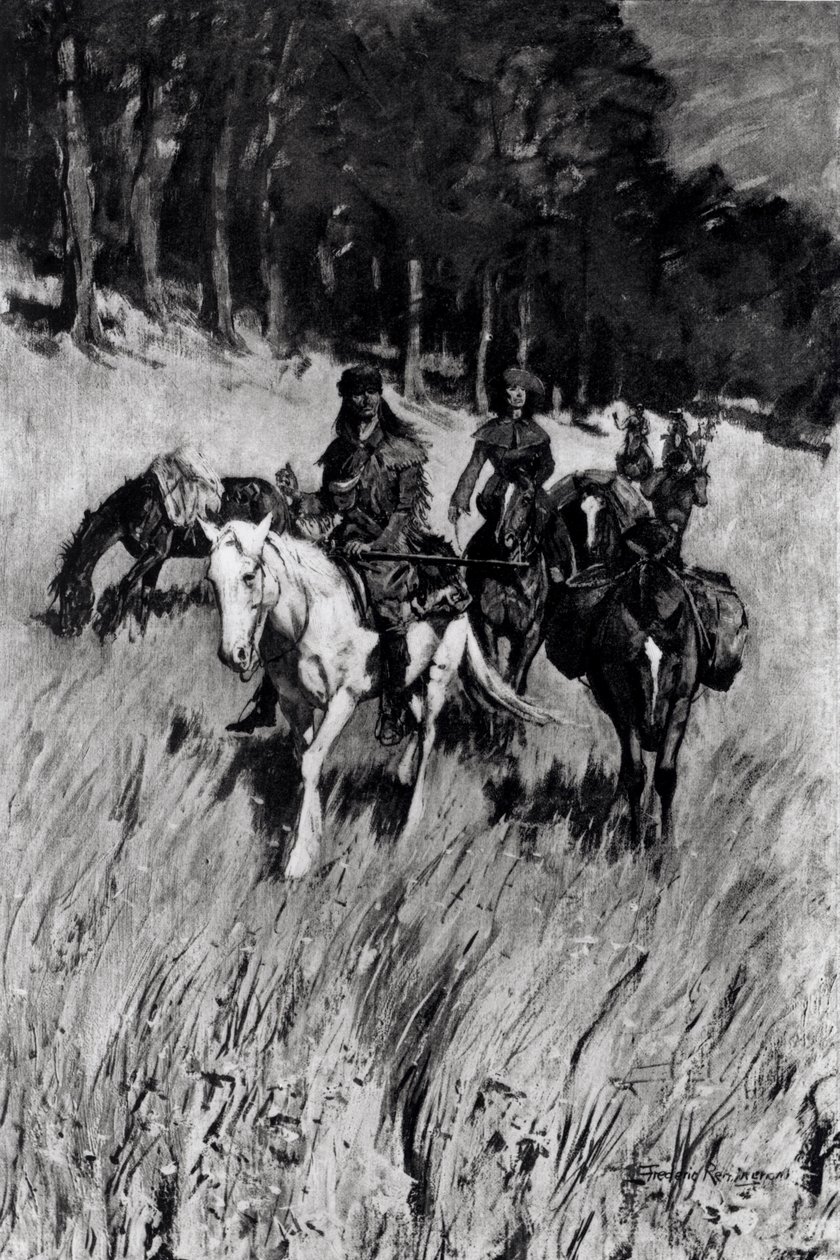 Vroege pioniers op de Blue Ridge, gegraveerd door F. H. Wellington, uit 