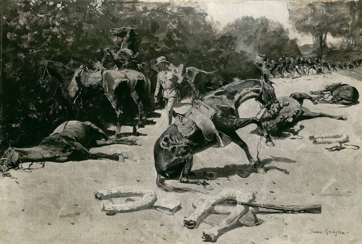 Hoe de paarden stierven voor hun land in Santiago door Frederic Remington