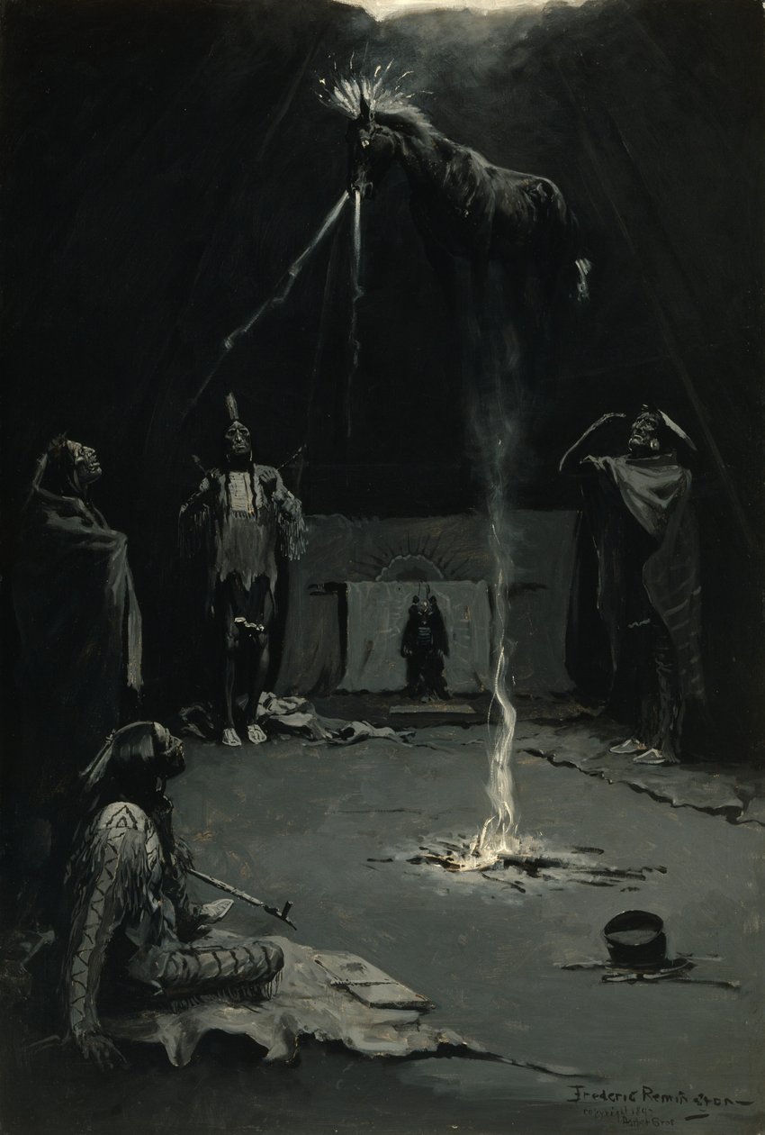Indiaanse vuurgod (het gaan van het medicijnpaard) door Frederic Remington