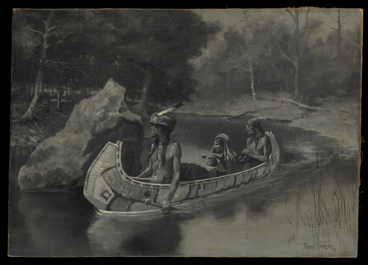 Ik heb het zomaar in de rivier gegooid . . . waar het in de zomer nog steeds te zien is door Frederic Remington