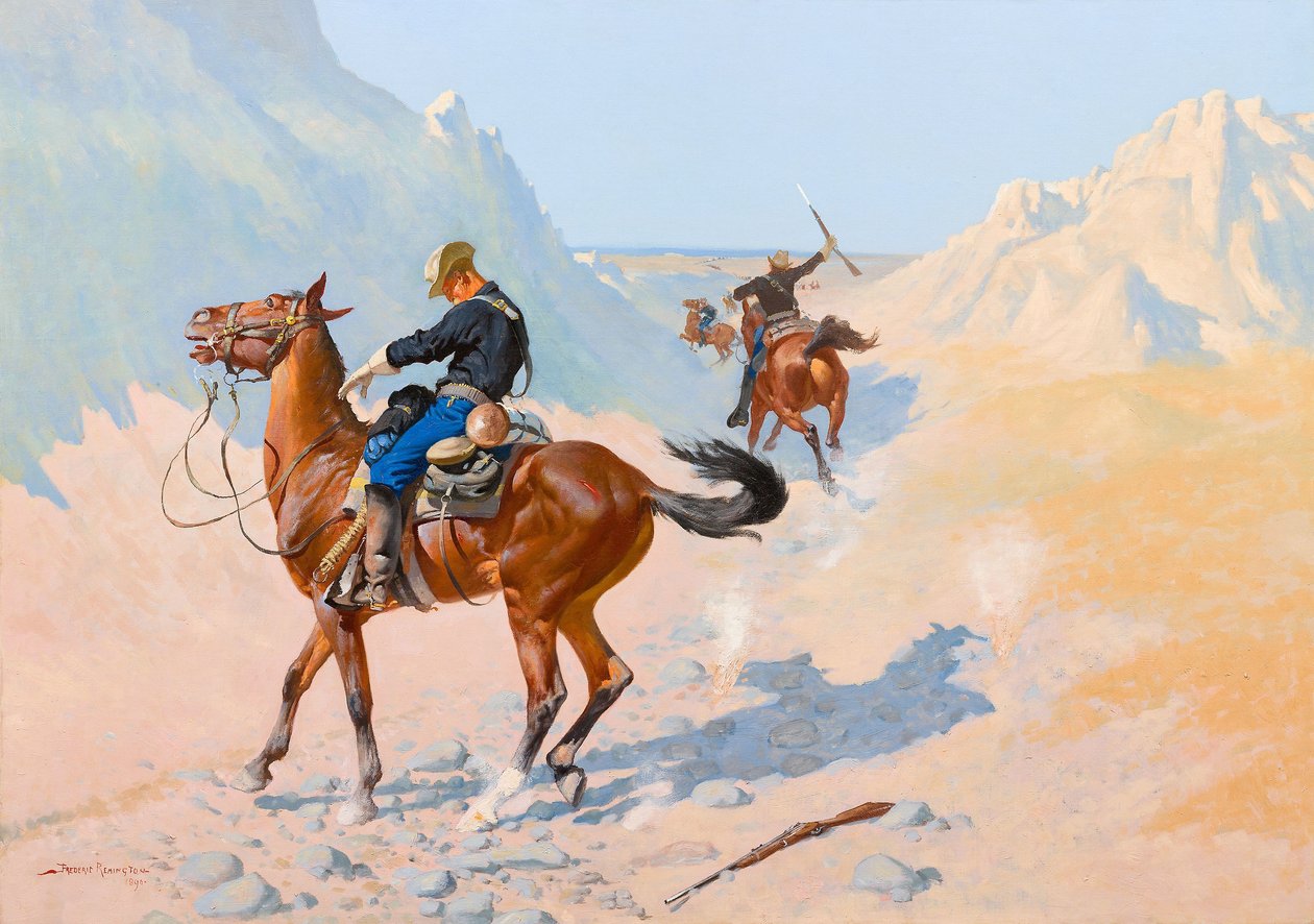 De voorhoede of het militaire offer (de hinderlaag) door Frederic Remington