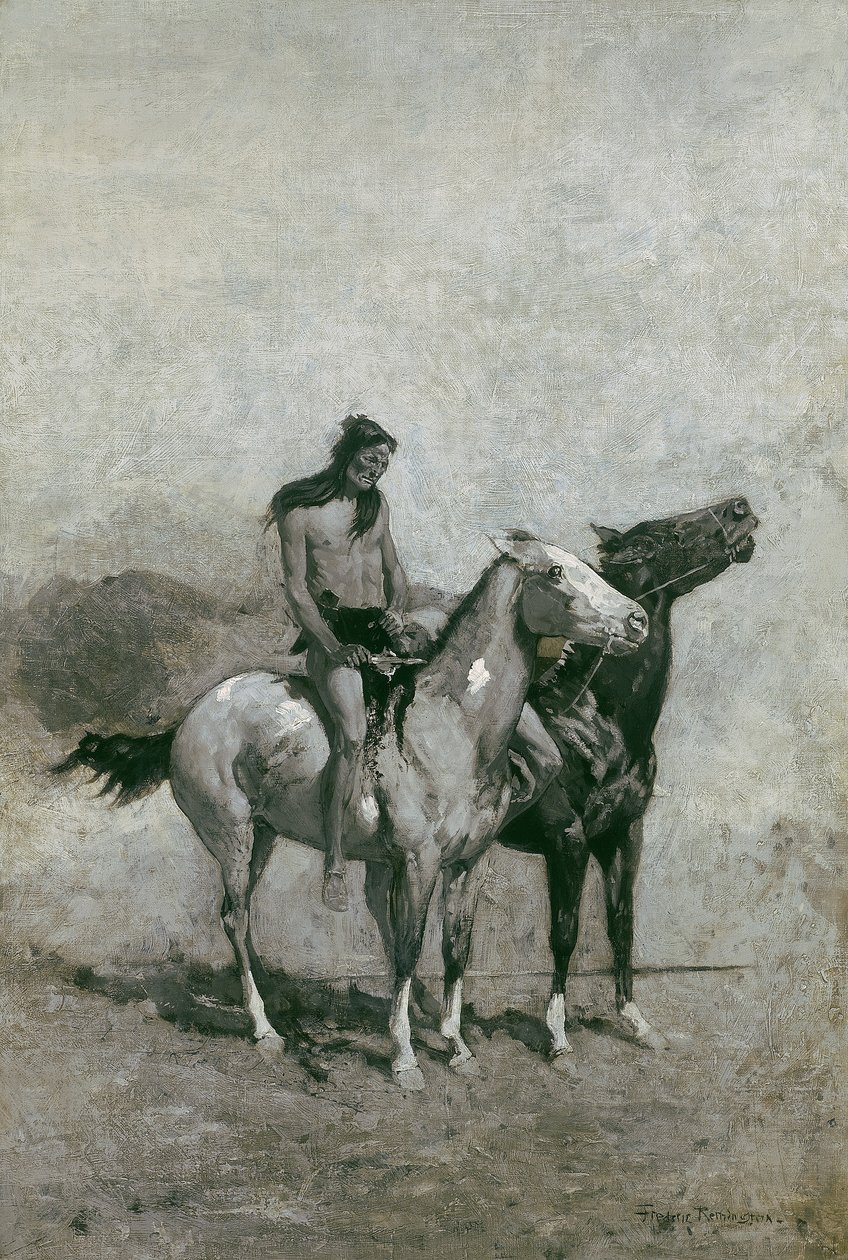De vuurvreter slingerde zijn slachtoffer over zijn pony, c.1900 door Frederic Remington