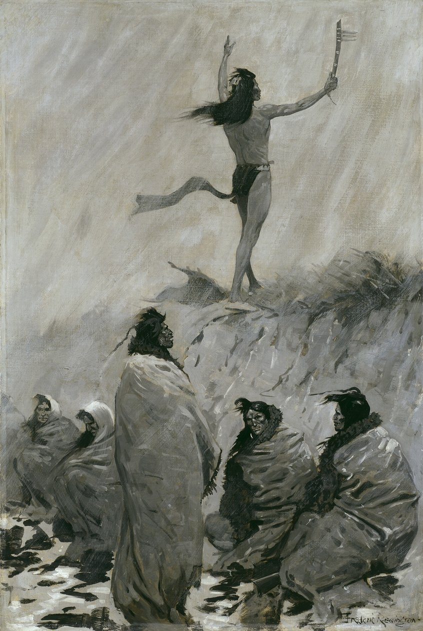 De Vuurvreter Hief Zijn Armen op naar de Dondervogel door Frederic Remington