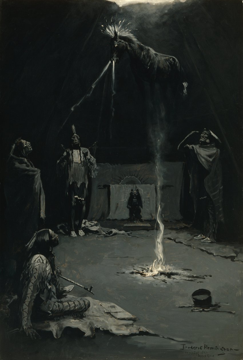 Het Vertrek van het Medicijnpaard door Frederic Remington