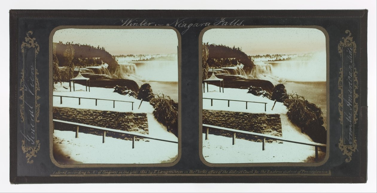 Winter Niagara Falls, Algemeen Uitzicht vanaf de Amerikaanse Kant door Frederic and William Langenheim