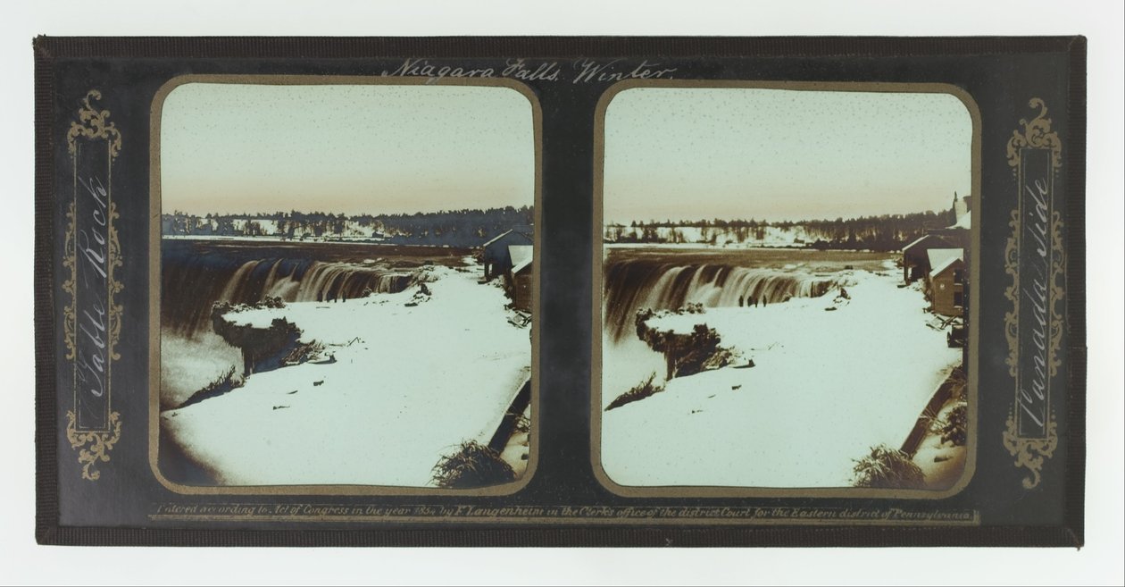 Winter, Niagara Falls, Table Rock, Canadese Kant door Frederic and William Langenheim