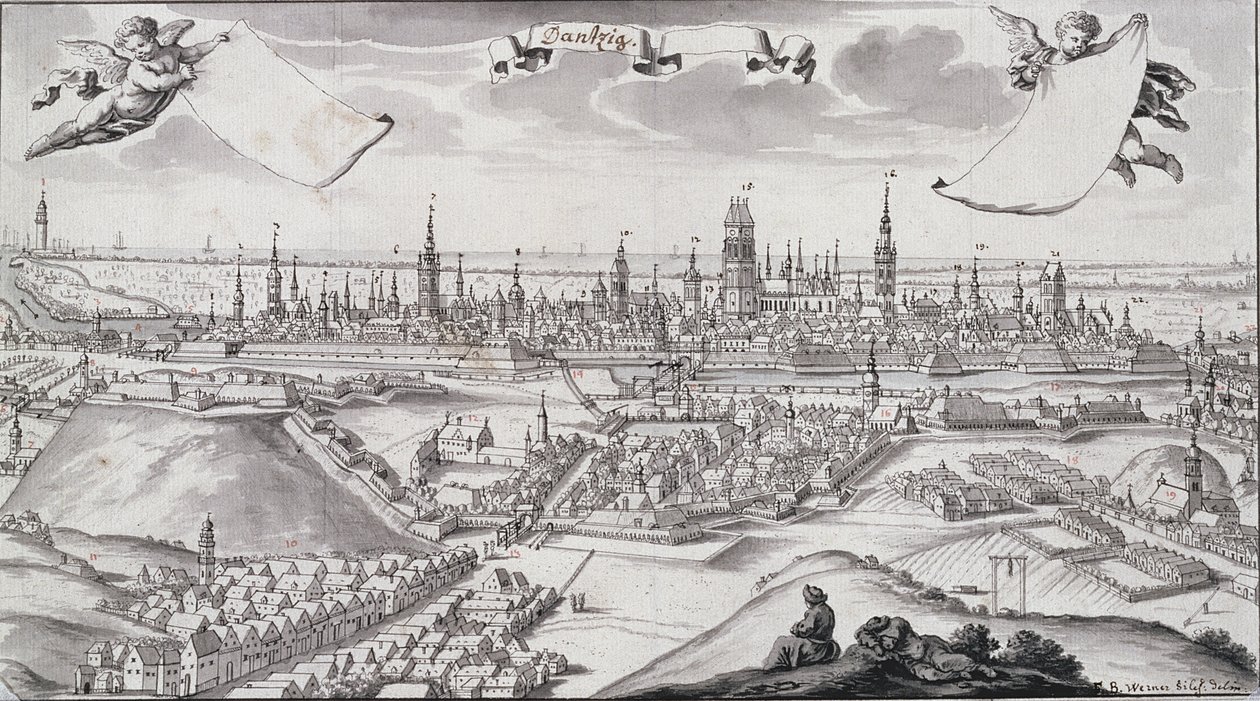 Panorama van Gdansk door Frederich Wener