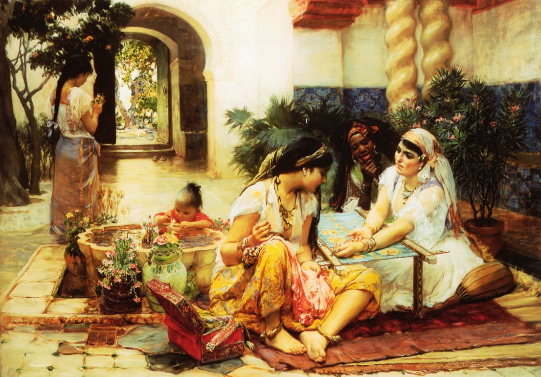 In een dorp El Biar Algerije door Frederick Arthur Bridgman