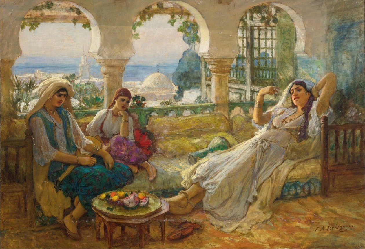 Op het terras door Frederick Arthur Bridgman