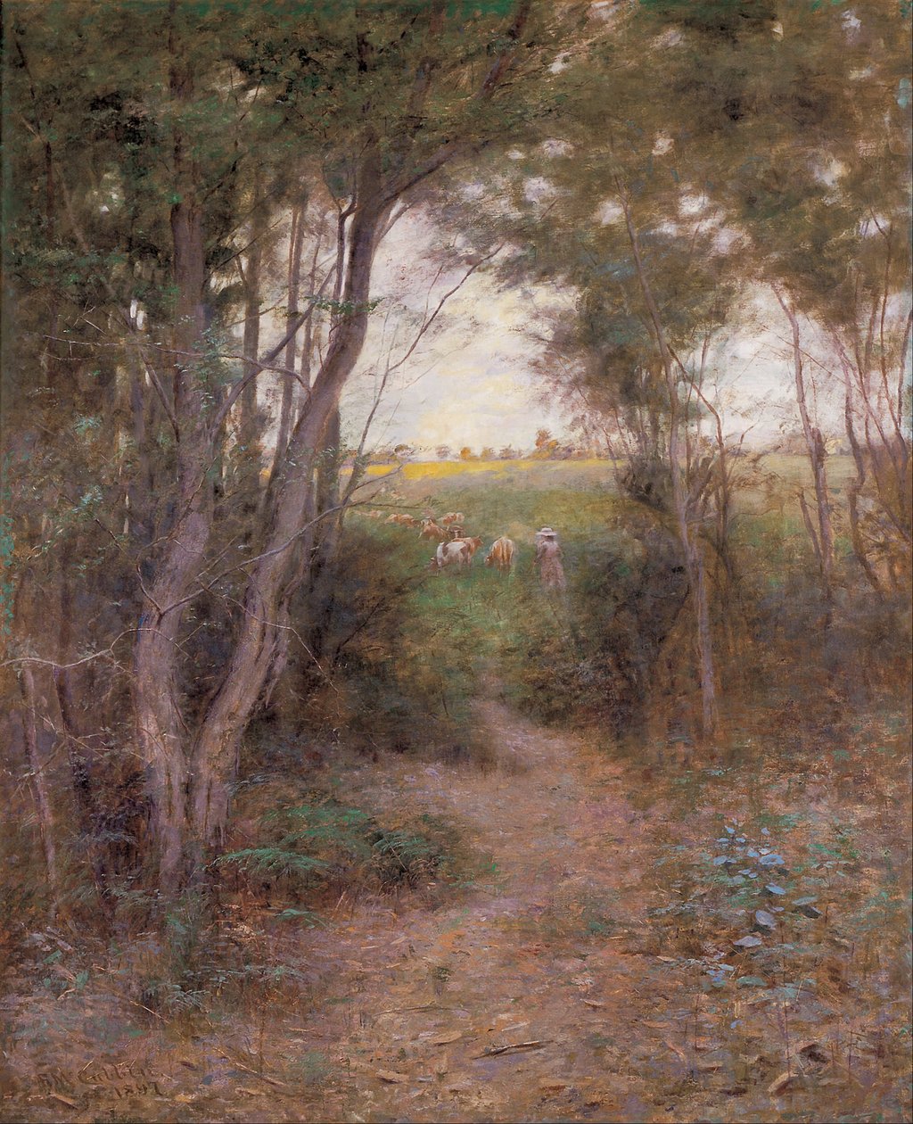 Een ti-tree open plek door Frederick McCubbin