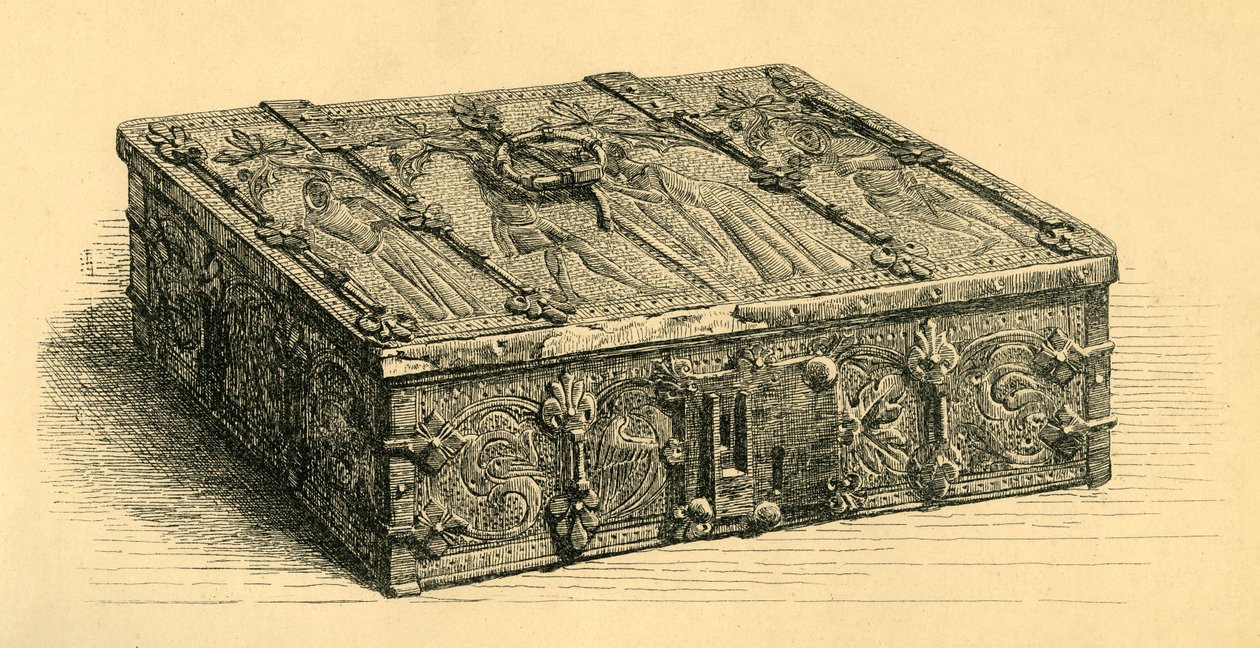 Houten en leren kist, 1350-1370, 1881 door Frederick Albert Slocombe