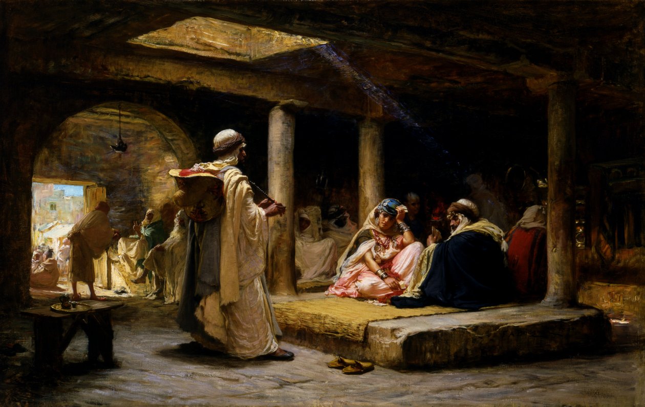 Café in Biskra, Algerije, 1884 door Frederick Arthur Bridgman