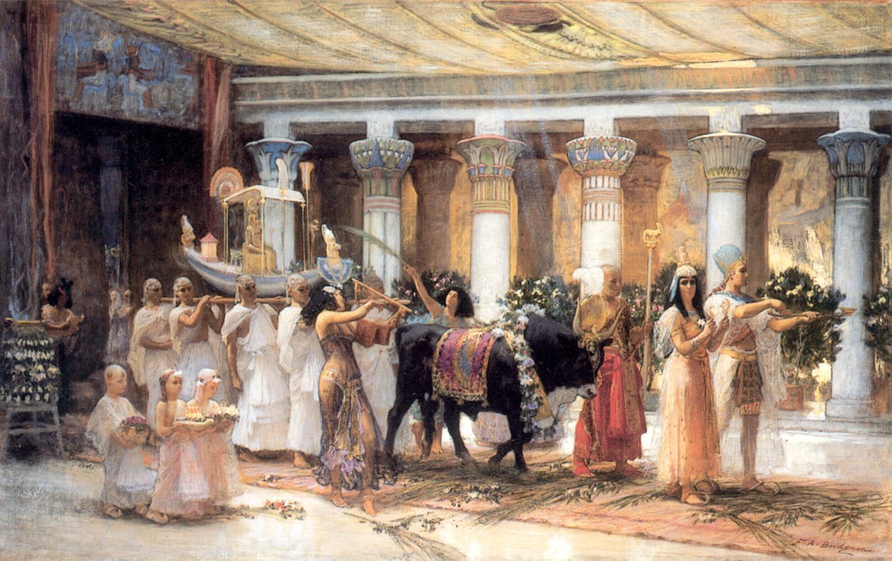 De Processie van de Heilige Stier Apis door Frederick Arthur Bridgman