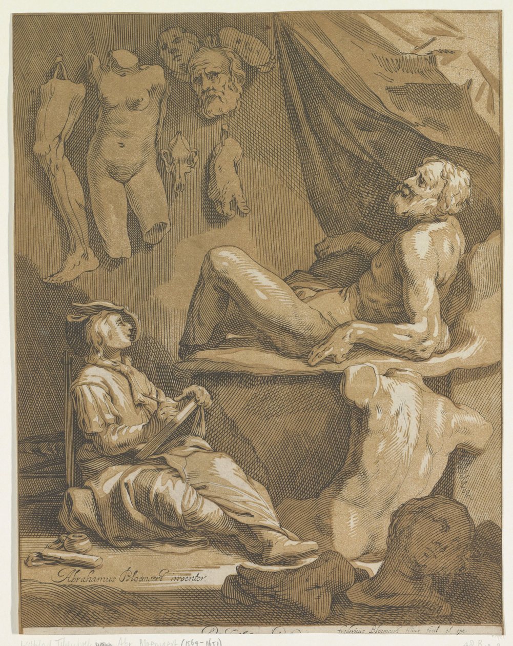 Titelpagina voor: Abraham Bloemaert, Oorspronkelyk en vermaard konstryk tekenboek. Deel 1 door Frederick Bloemaert
