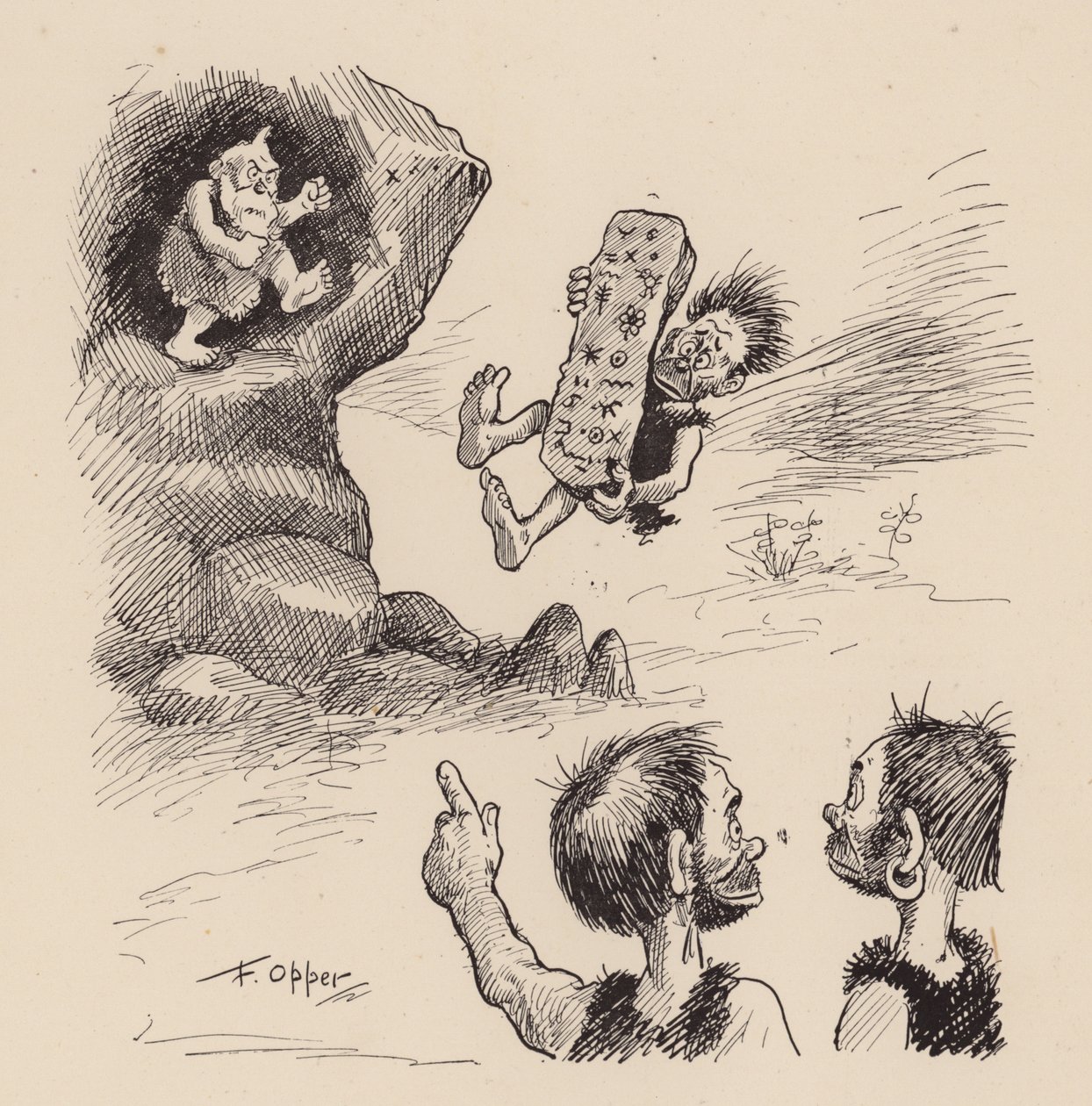 Onze Antediluviaanse Voorouders door F Opper: Nummer Drieënveertig (litho) door Frederick Burr Opper