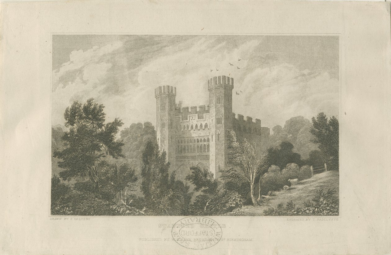Kasteelkerk - Stafford Kasteel (gravure) door Frederick Calvert
