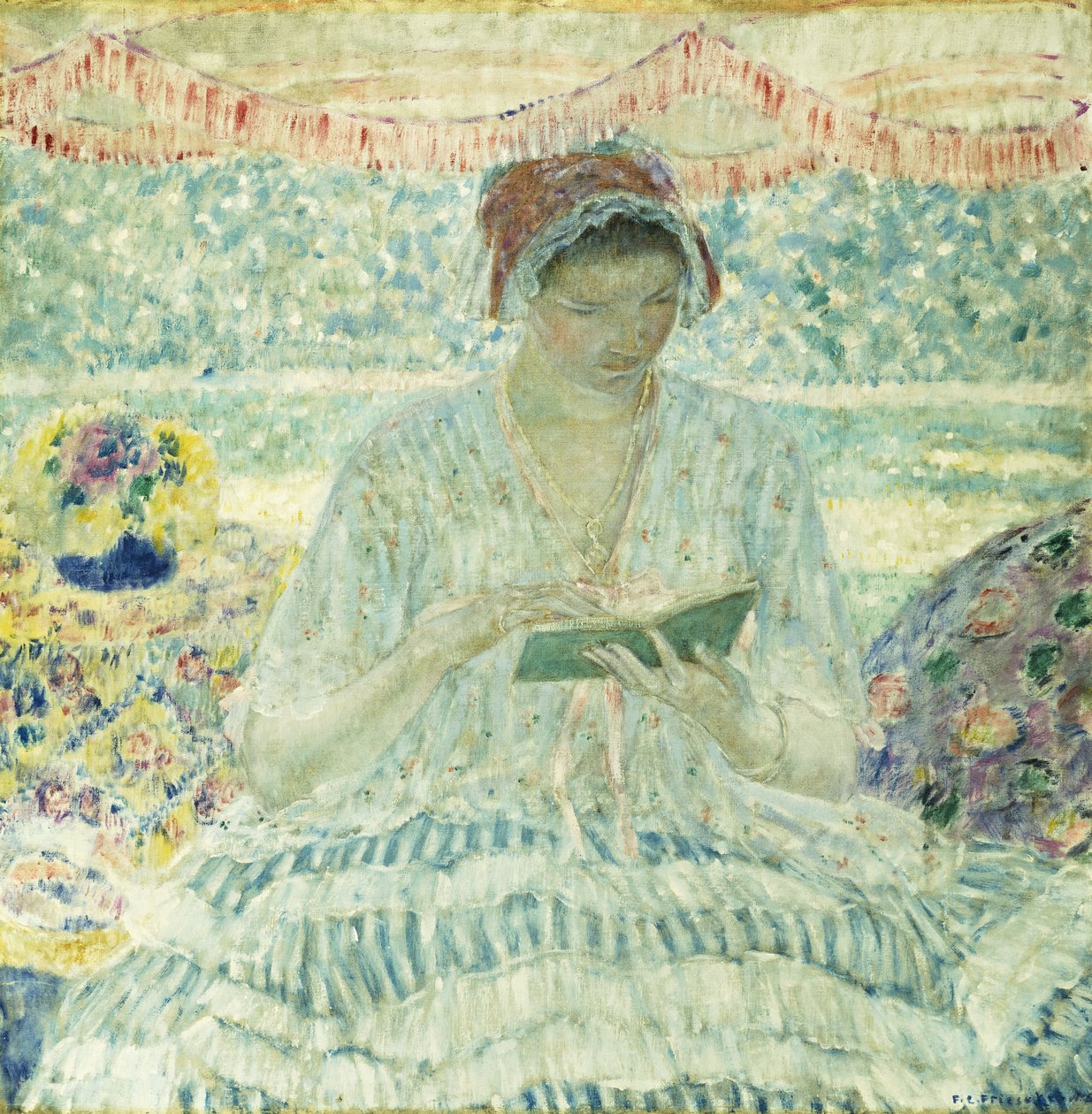 Zomerlezen door Frederick Carl Frieseke