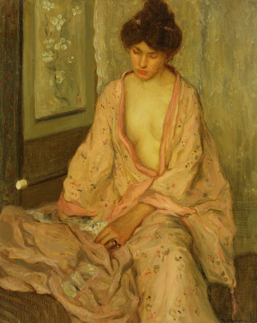 De Roze Kimono door Frederick Carl Frieseke