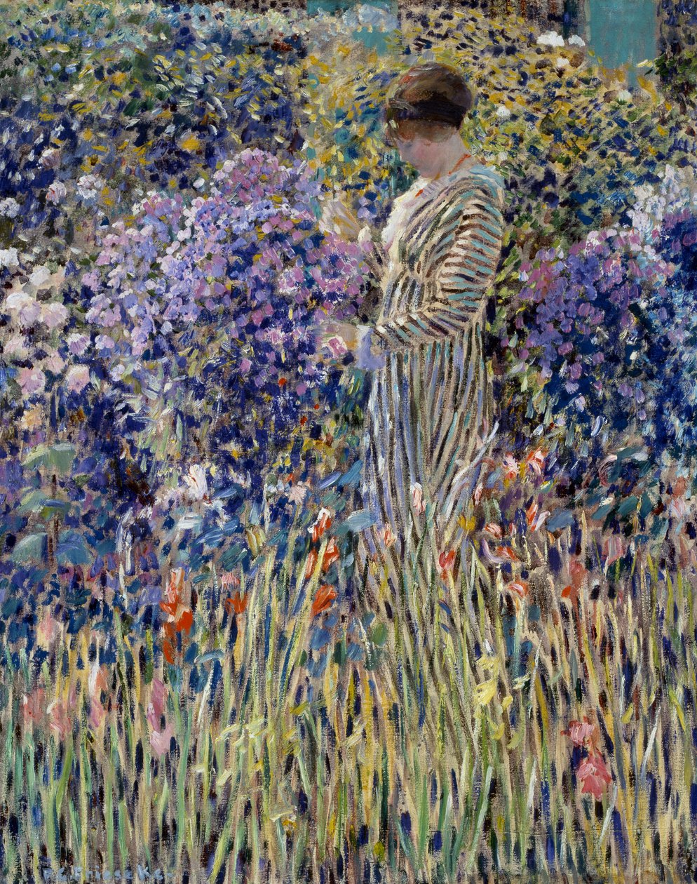 Vrouw in tuin, circa 1912, schilderij door Frederick Carl Frieseke door Frederick Carl Frieseke