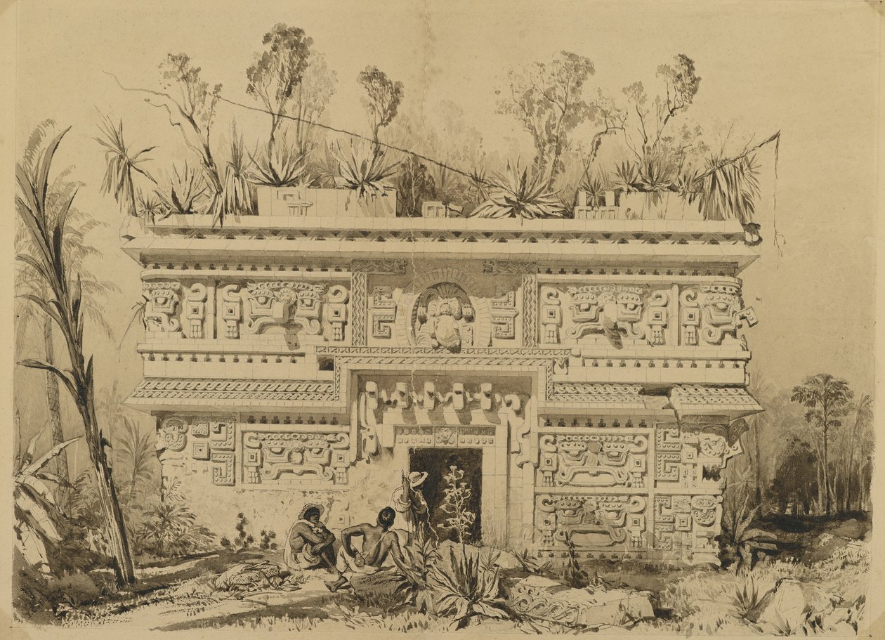 Las Monjas, Chichen Itza, Yucatan, 1843 door Frederick Catherwood