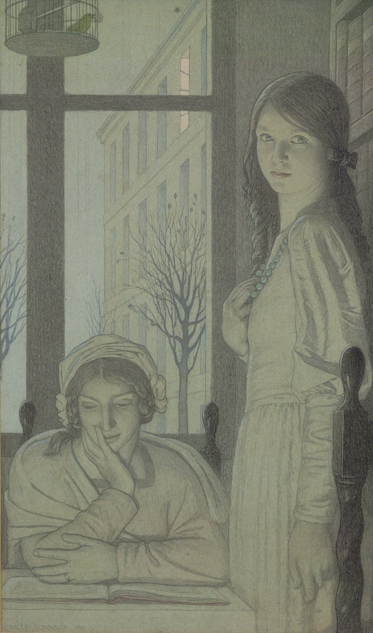 Interieur - Avond, 1915 door Frederick Cayley Robinson