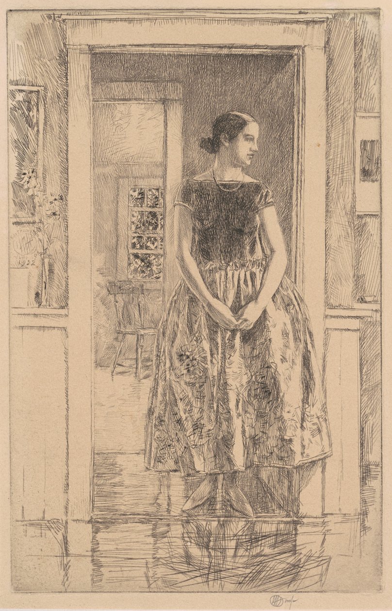 Meisje in een moderne jurk door Frederick Childe Hassam