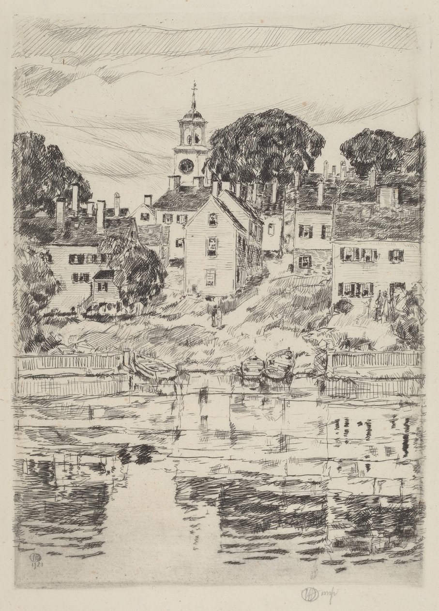 De kerktoren, Portsmouth, 1921 door Frederick Childe Hassam