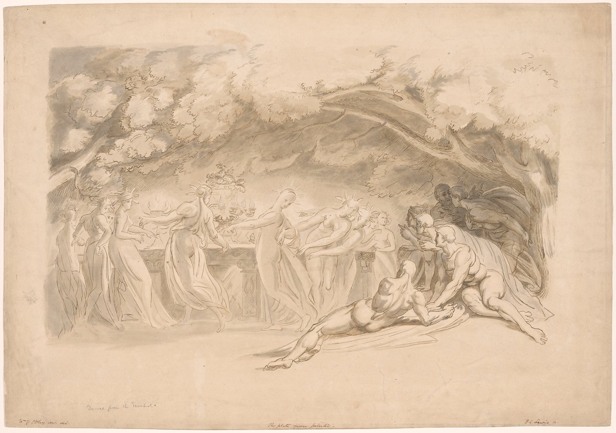 De dans van de nimfen, uit The Tempest door Frederick Christian Lewis