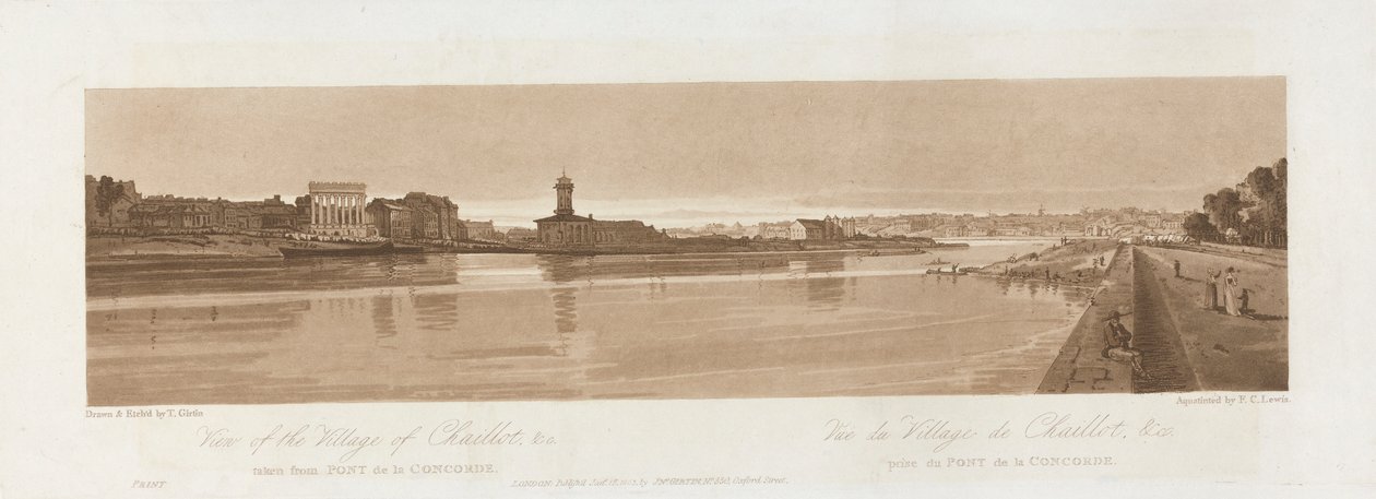 Uitzicht op het Dorp Chaillot & C. genomen vanaf Pont de la Concorde 1803; Plaat 17 uit Uitzichten in Parijs, het Emanuel Volume tracing van de plaat B1981.25.2626 door Frederick Christian Lewis the Elder