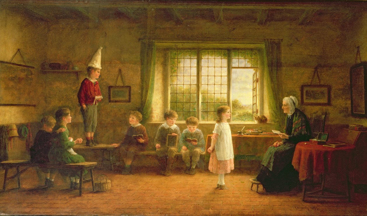 De school van de dame, gesigneerd en gedateerd 1899 door Frederick Daniel Hardy