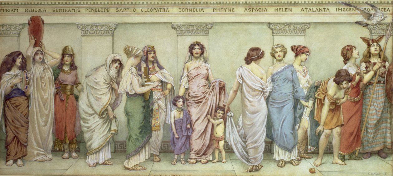 Grote Vrouwen van de Oudheid: Miriam, Rebecca, Semiramis, Penelope, Sappho, Cleopatra, Cornelia, Phryne, Aspasia, Helena, Atalanta, Imogen en Boudica door Frederick Dudley Walenn
