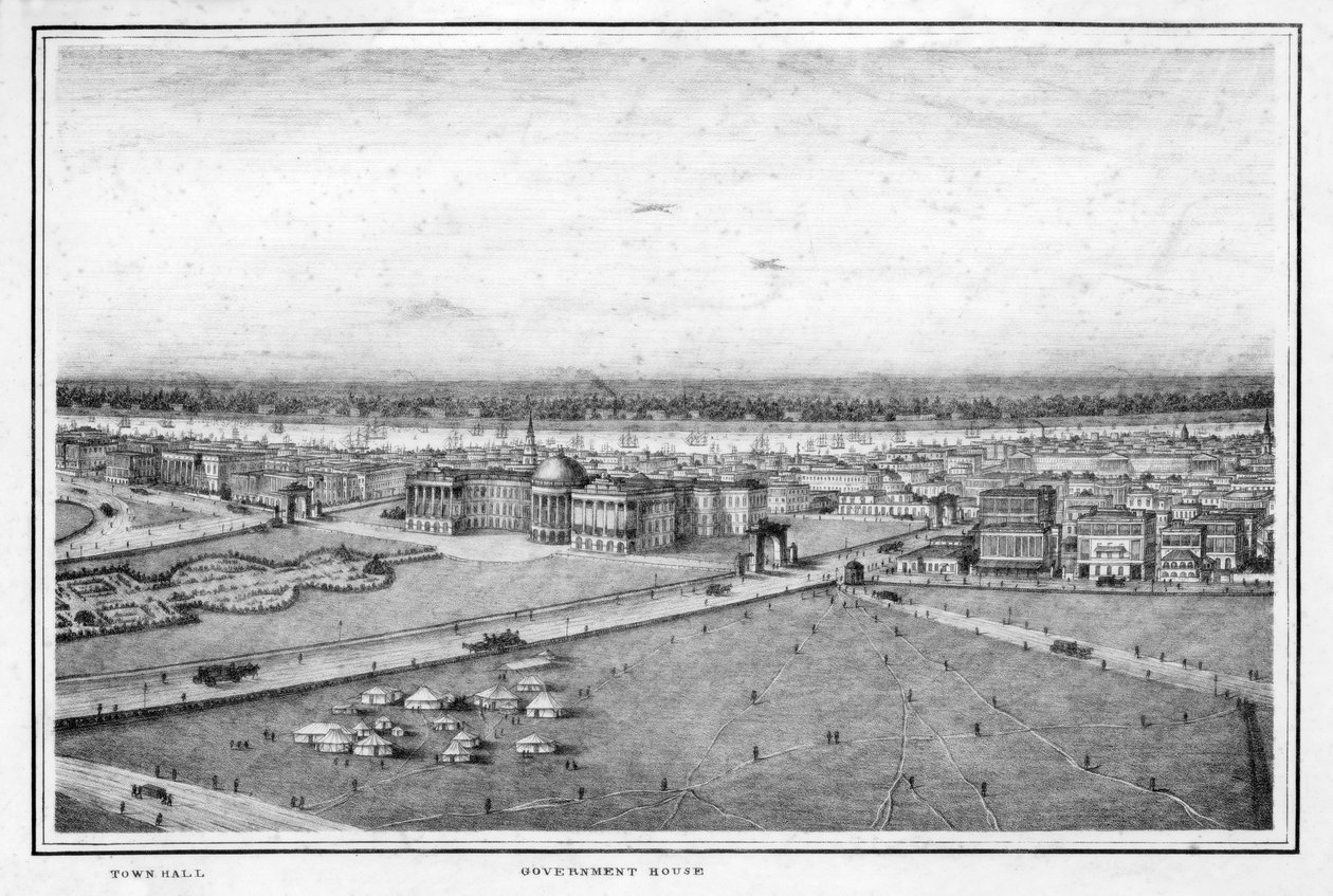 Het regeringshuis en het stadhuis, Calcutta, India door Frederick Fiebig