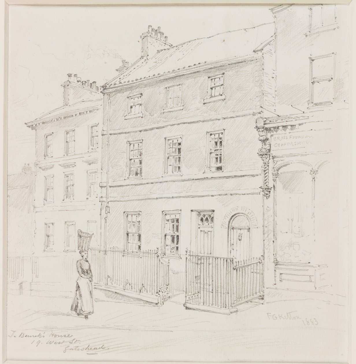 Het Huis van Thomas Bewick, West St., Gateshead door Frederick George Kitton
