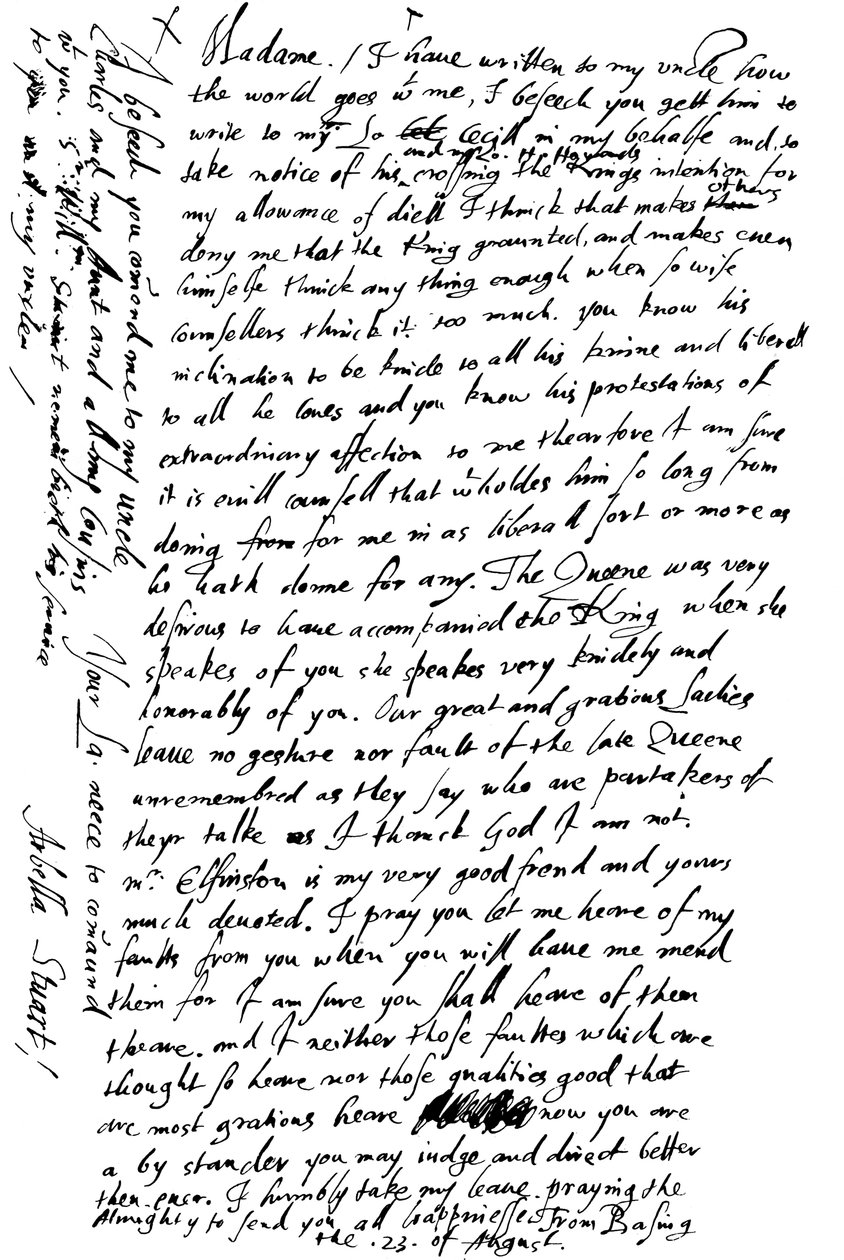 Brief van Arabella Stuart aan de gravin van Shrewsbury, eind 16e - begin 17e eeuw 1865 door Frederick George Netherclift