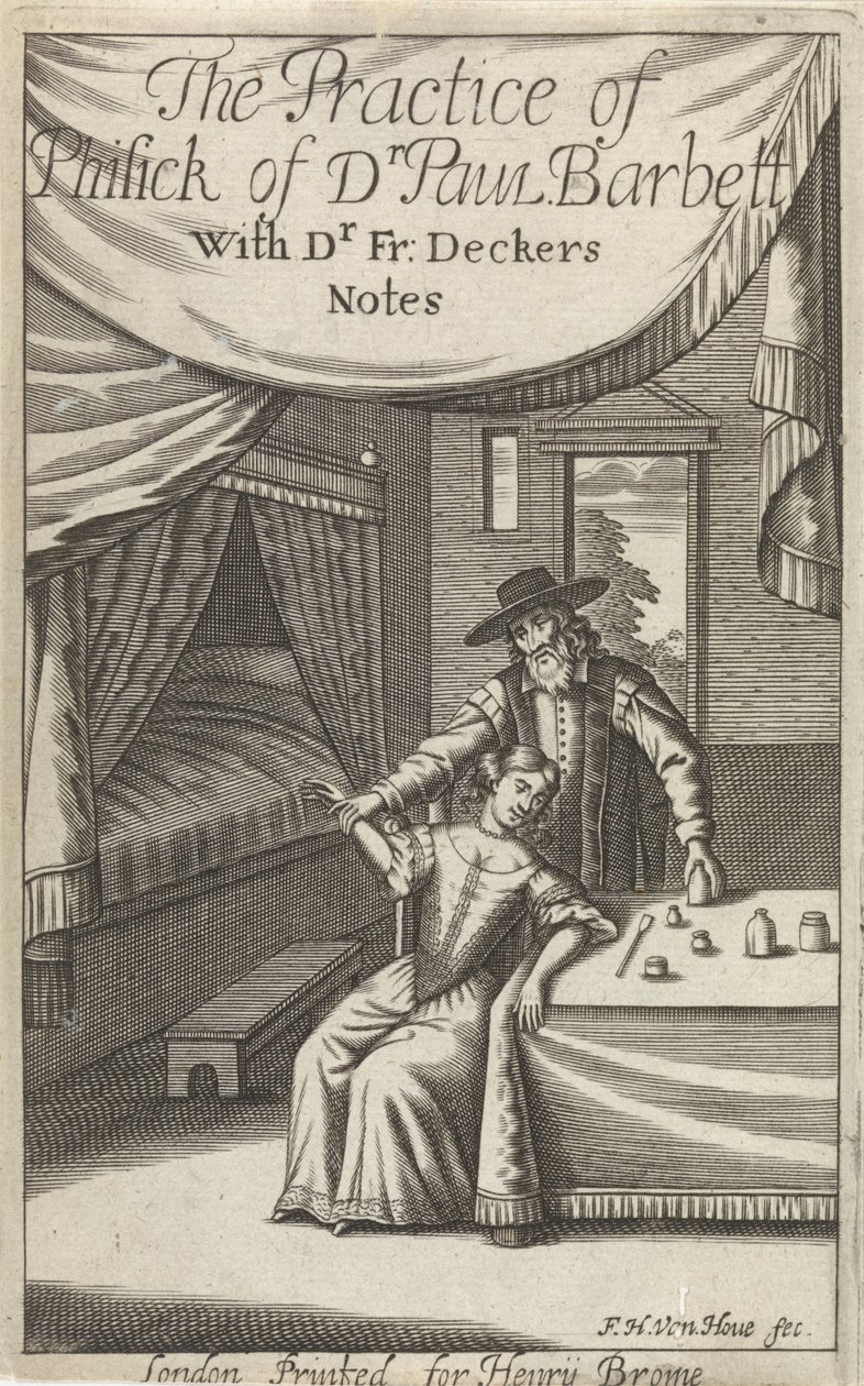 Dokter met jonge vrouw in een interieur door Frederick Hendrick van den Hove
