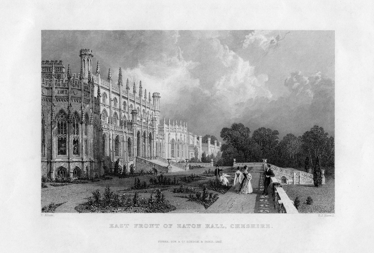 Oostelijke voorkant van Eaton Hall, Cheshire, 1845 door Frederick James Havell