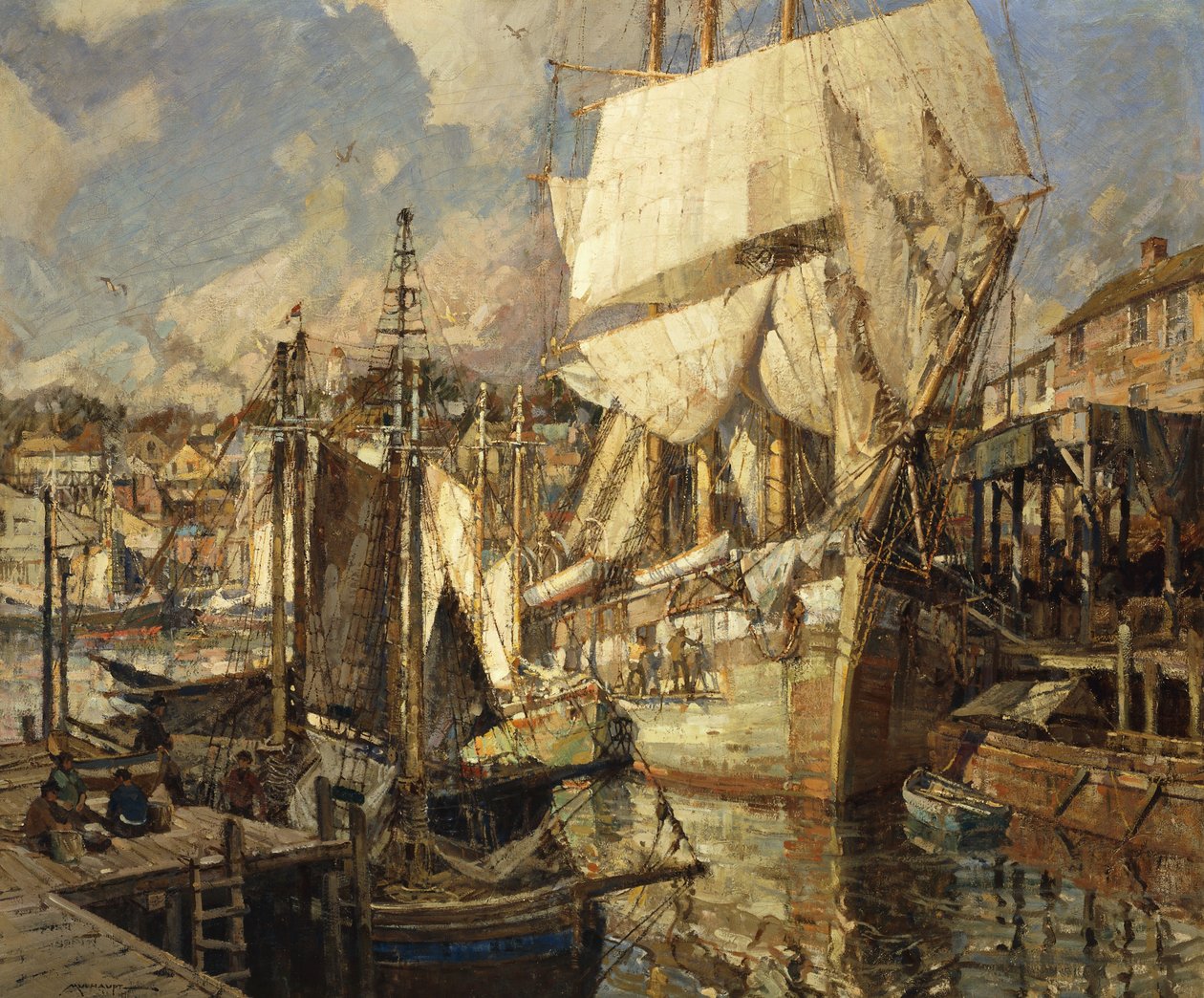 Cadiz Zoutschip, Gloucester Haven door Frederick John Mulhaupt