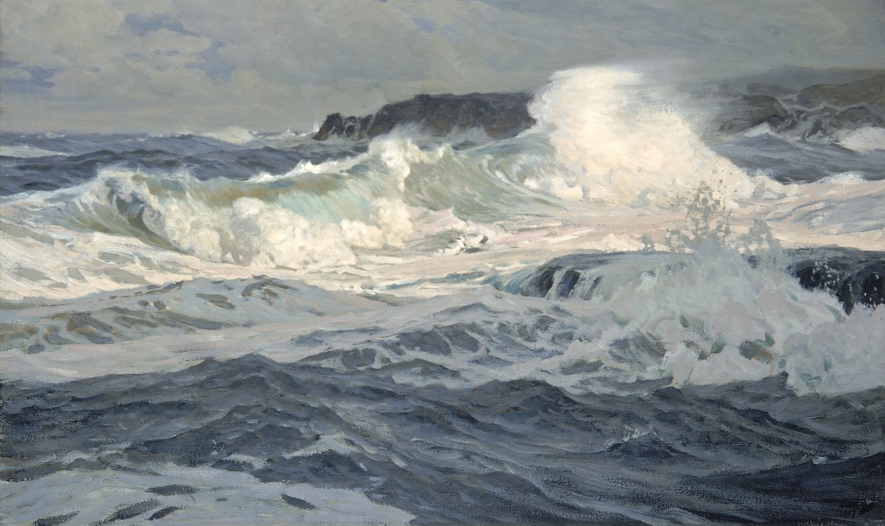 Zuidwestelijke Storm, St. Ives, 1907 door Frederick Judd Waugh
