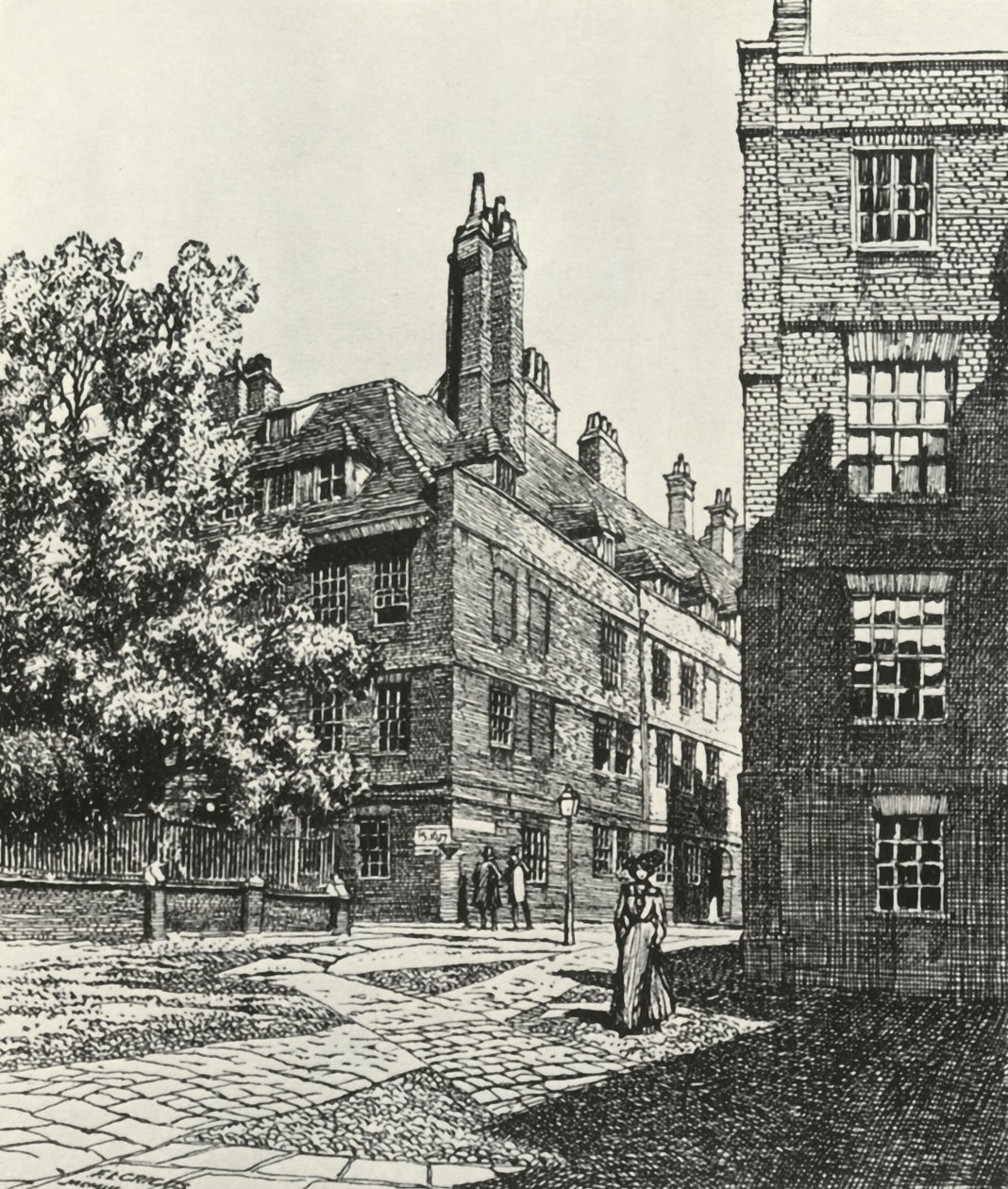 Cliffords Inn in de stad Londen, 1903, 1934 door Frederick Landseer Maur Griggs