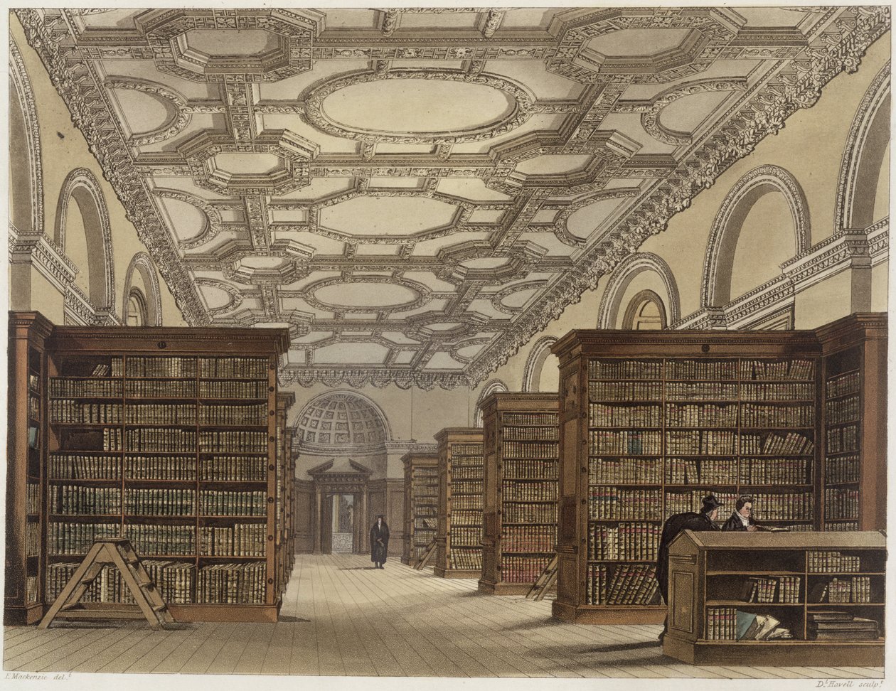 Interieur van de openbare bibliotheek, Cambridge, uit 