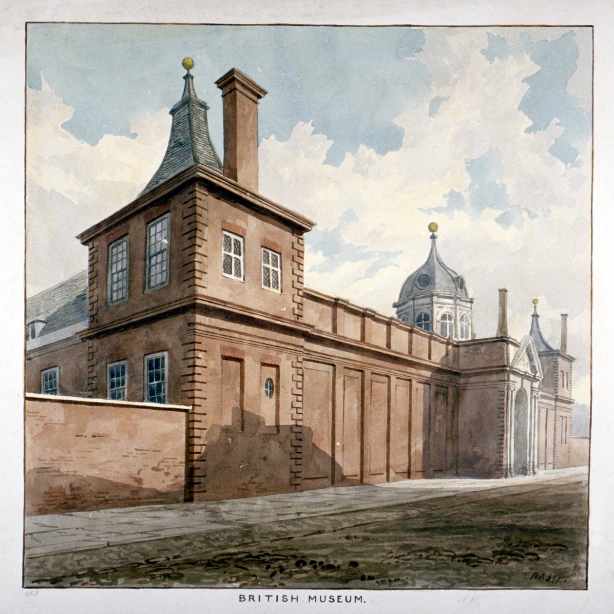 Uitzicht op het British Museum, Bloomsbury, Londen door Frederick Nash