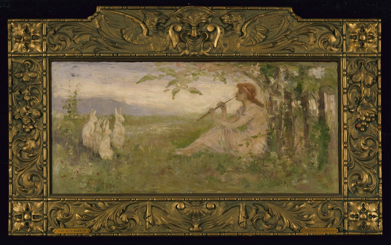 Meisje met konijnen door Frederick Stuart Church