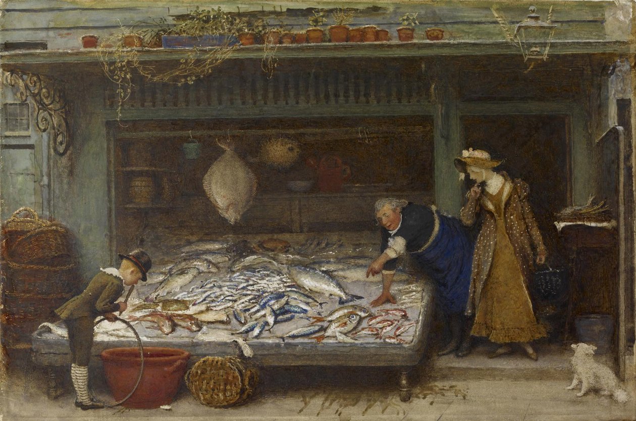 Een viswinkel, 1873 door Frederick Walker