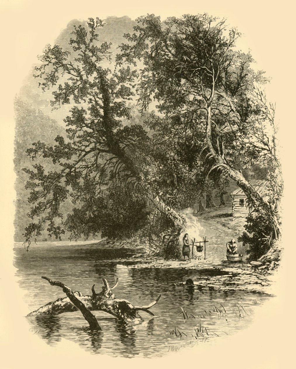 Noordtak van de Susquehanna bij Hunlocks, 1874 door Frederick William Quartley