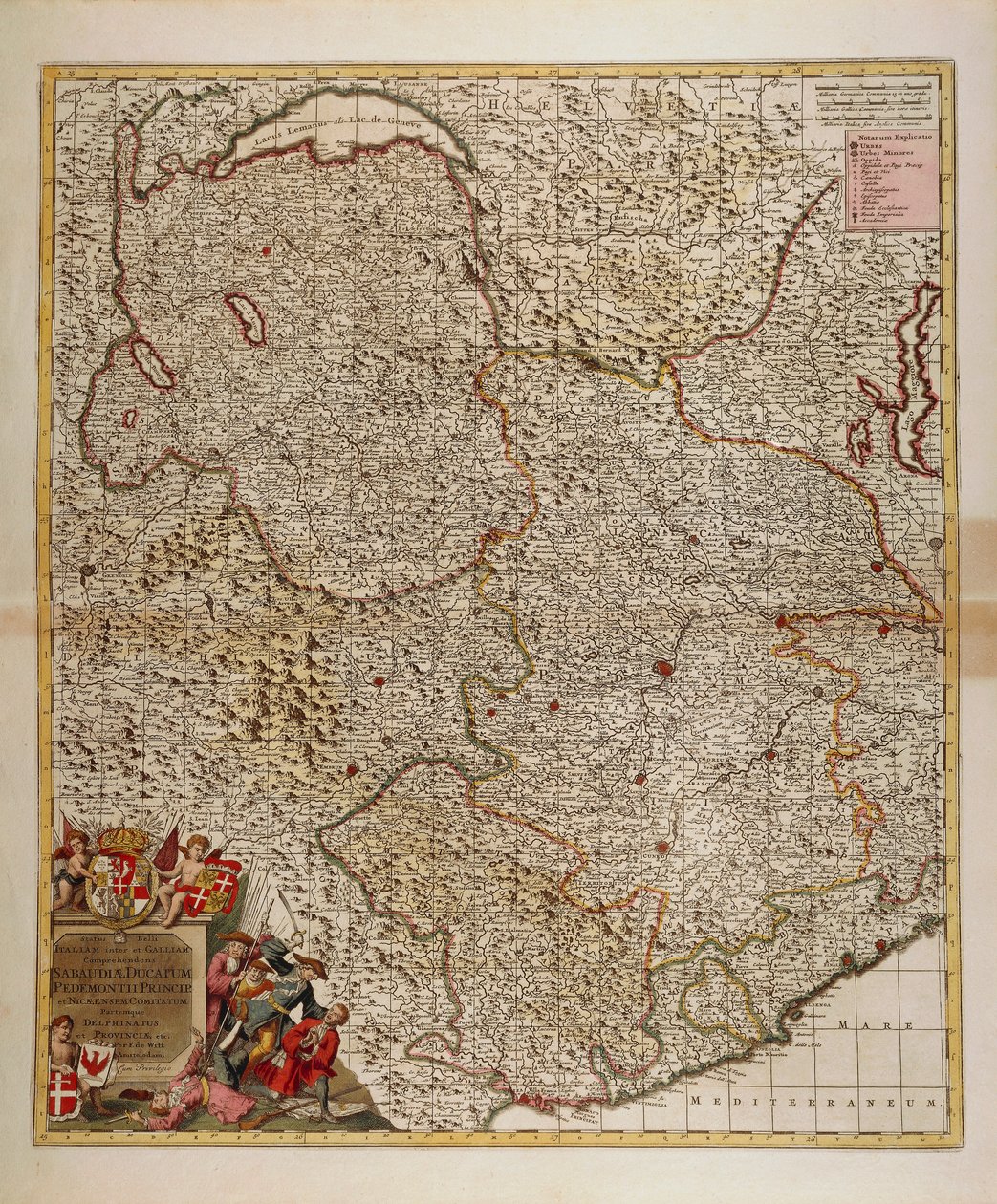 Kaart van Franse, Zwitserse en Italiaanse Alpen- en Transalpiene regio