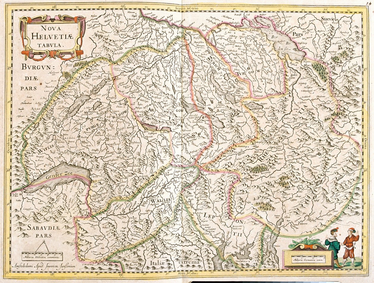 Kaart van Zwitserland door Frederick de Wit