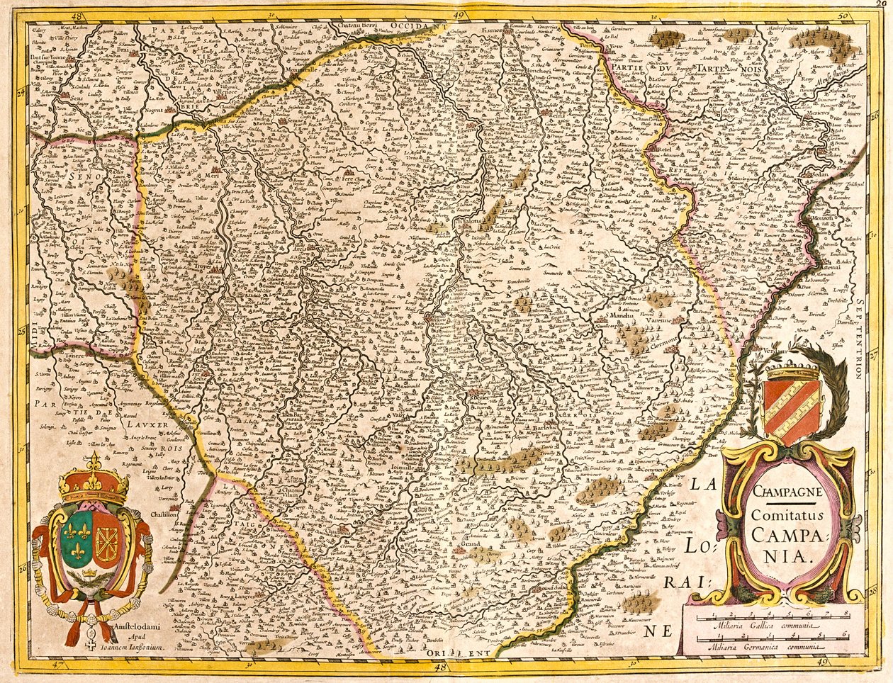 Kaart van het Graafschap Champagne (Frankrijk) (ets) door Frederick de Wit