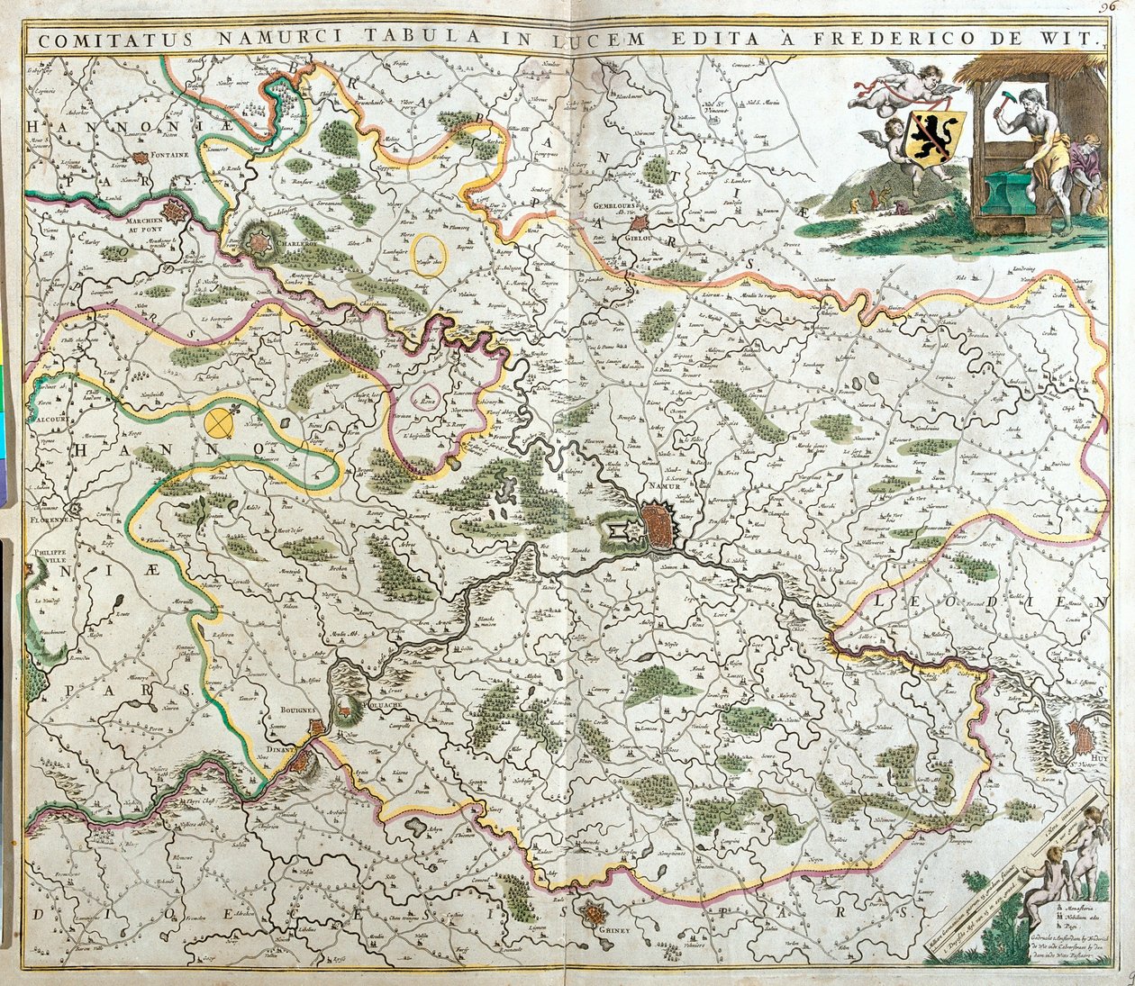 Kaart van het graafschap Namen (België) door Frederick de Wit