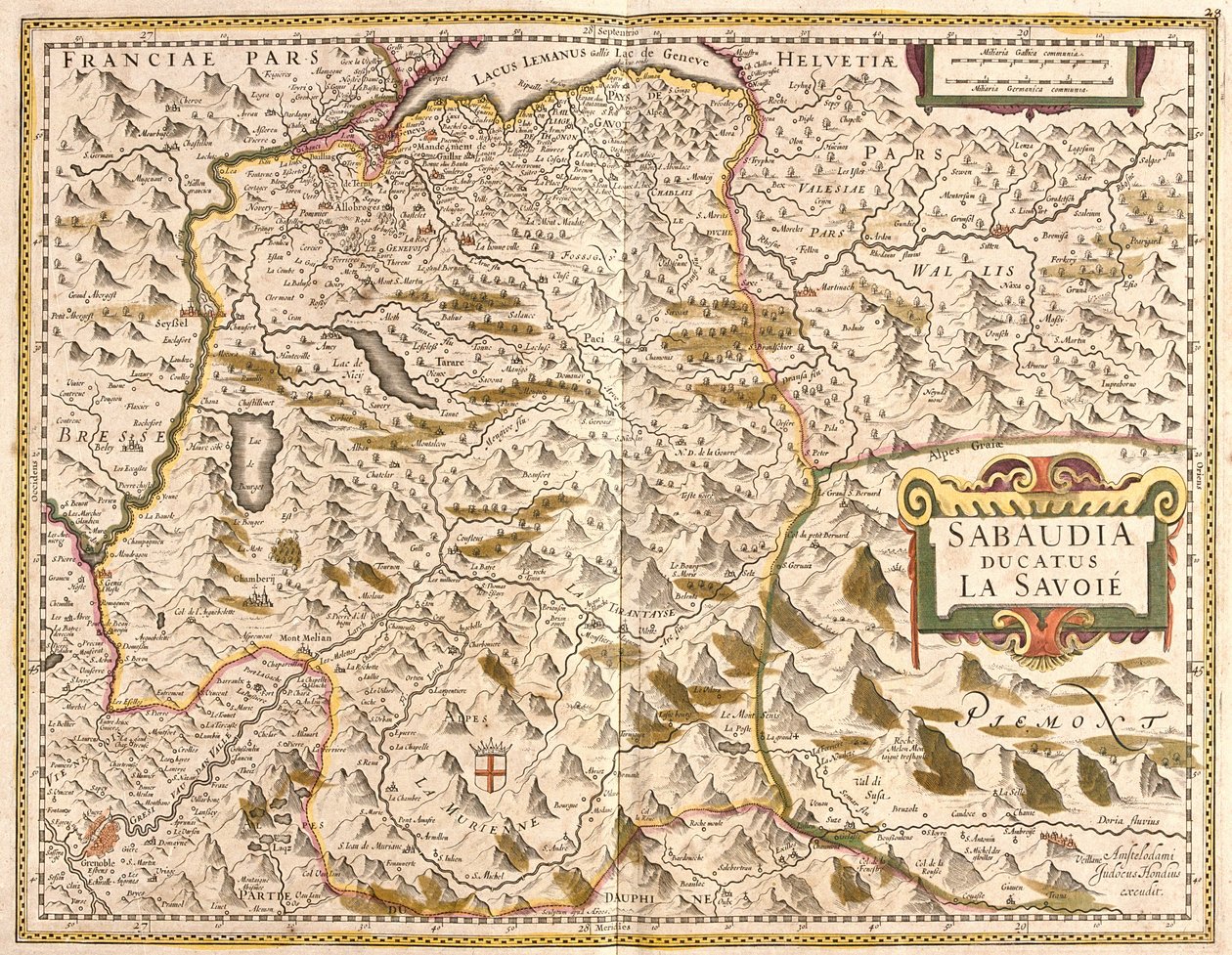 Kaart van het Hertogdom Savoye (Frankrijk) door Frederick de Wit