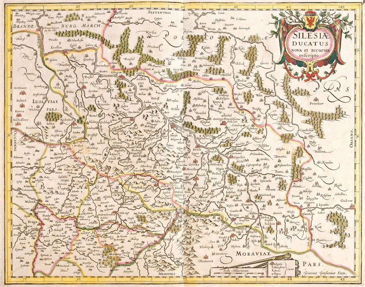 Kaart van het Hertogdom Silezië, Duitsland en Tsjechië door Frederick de Wit